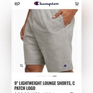 Champion Men's 9" LIGHTWEIGHT LOUNGE SHORTS, C PATCH LOGO Size Medium